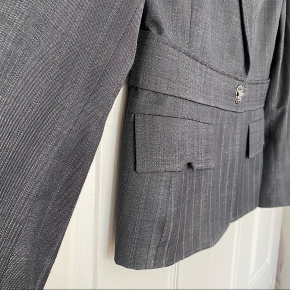 Anne Klein Black Charcoal Plaid Career Blazer Jacket Women's 12 Toggle Closure - Picture 7 of 13